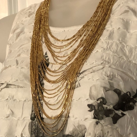 NWT Multi-Row Italian Waterfall Necklace in Goldtone. - Picture 7 of 15